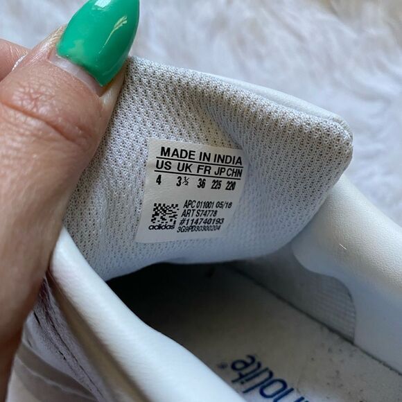 Adidas Stan Smith Sneakers Shoes White Blue Athletic Mens Size 4 - Picture 14 of 14